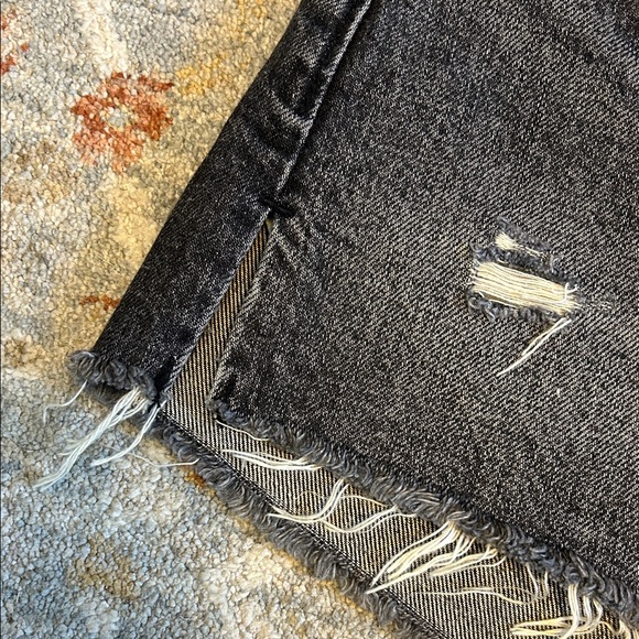 Abercrombie & Fitch Dark Gray/Black Distressed Jean Shorts - Picture 4 of 4